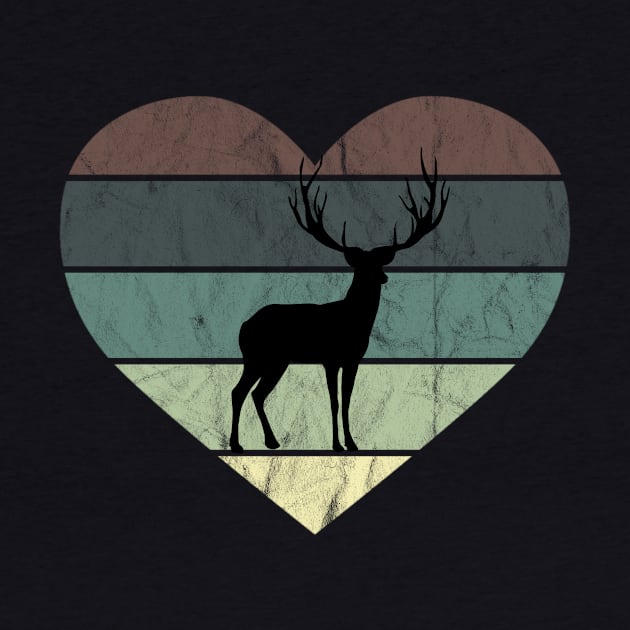 I Love Deer Retro Heart for Hunter by NoPlanB